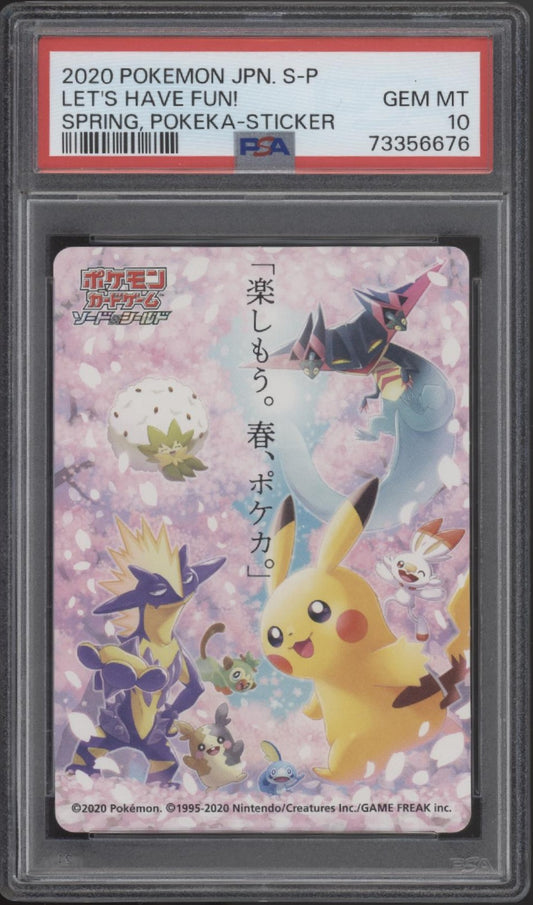 Let's Have Fun! Pokemon Spring Pokeka Sticker Japanese PSA 10