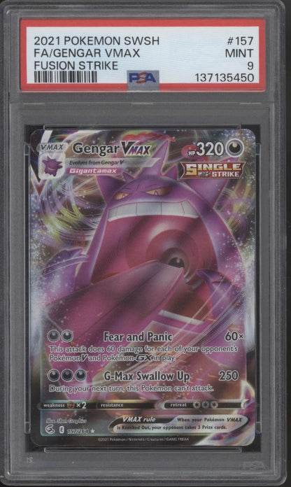 Gengar VMAX Pokemon Fusion Strike Full Art #157 PSA 9 #2
