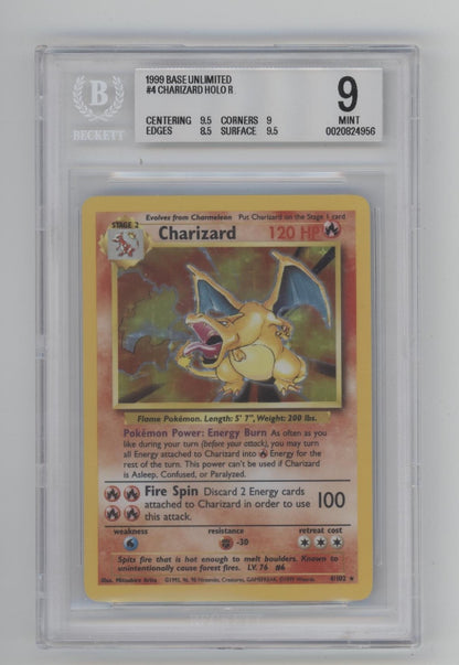 Charizard Pokemon Base Set Holo #4 Beckett 9