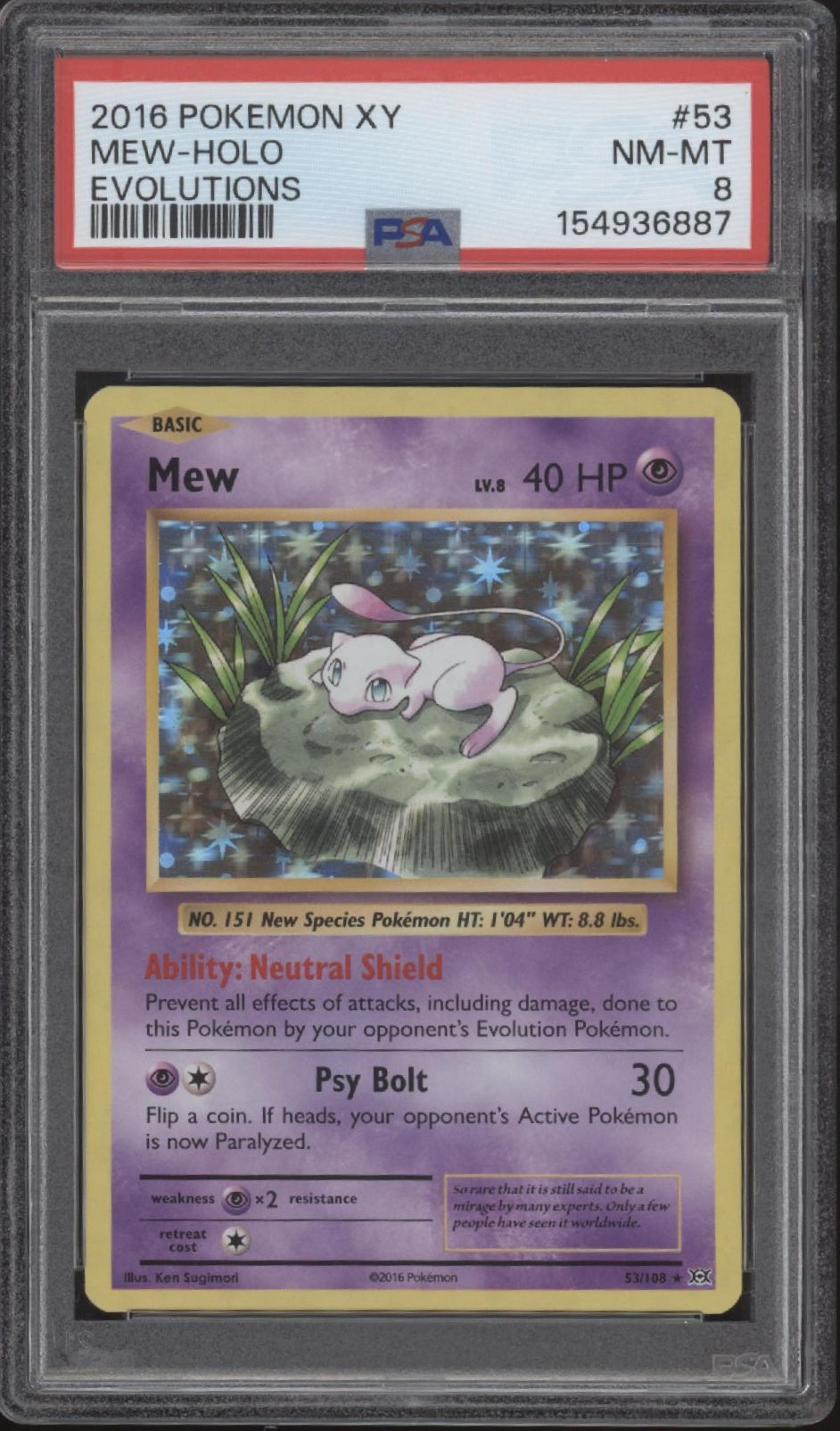 Mew Pokemon XY Evolutions Holo #53 PSA 8