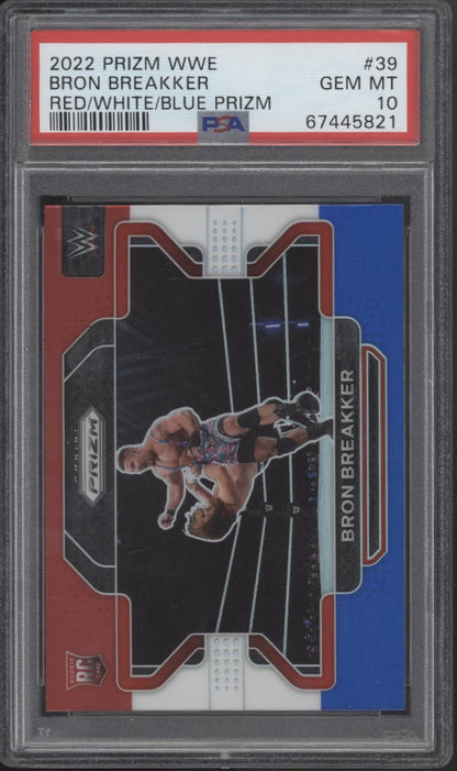 Bron Breakker 2022 Panini Prizm Red White & Blue Prizm RC #39 PSA 10