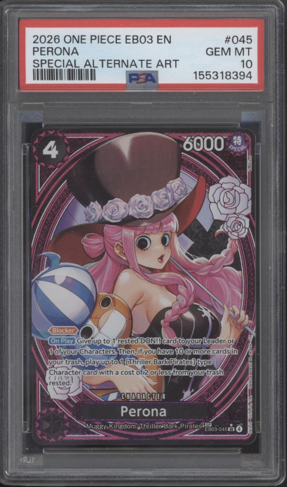 Perona One Piece Card Game EB03 Special Alternate Art #045 PSA 10