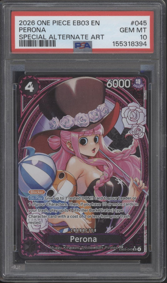 Perona One Piece Card Game EB03 Special Alternate Art #045 PSA 10