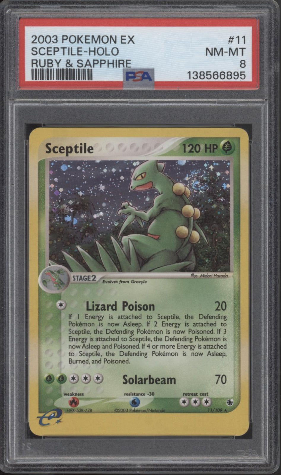 Sceptile Pokemon Ruby & Sapphire Holo #11 PSA 8