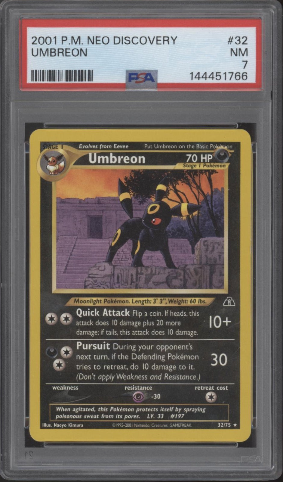Umbreon Pokemon Neo Discovery #32 PSA 7