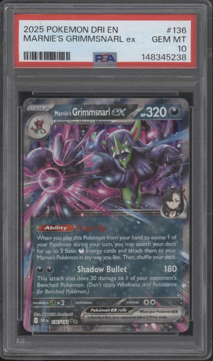 Marnie's Grimmsnarl ex Pokemon Destined Rivals #136 PSA 10