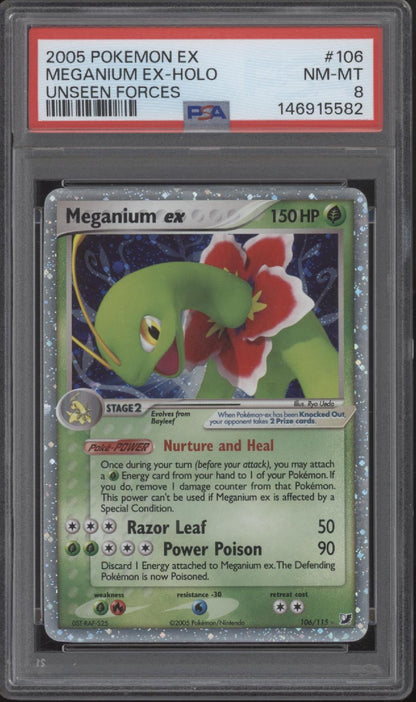 Meganium ex Pokemon Unseen Forces Holo #106 PSA 8