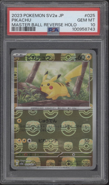 Pikachu Pokemon 151 Master Ball Reverse Holo Japanese #025 PSA 10