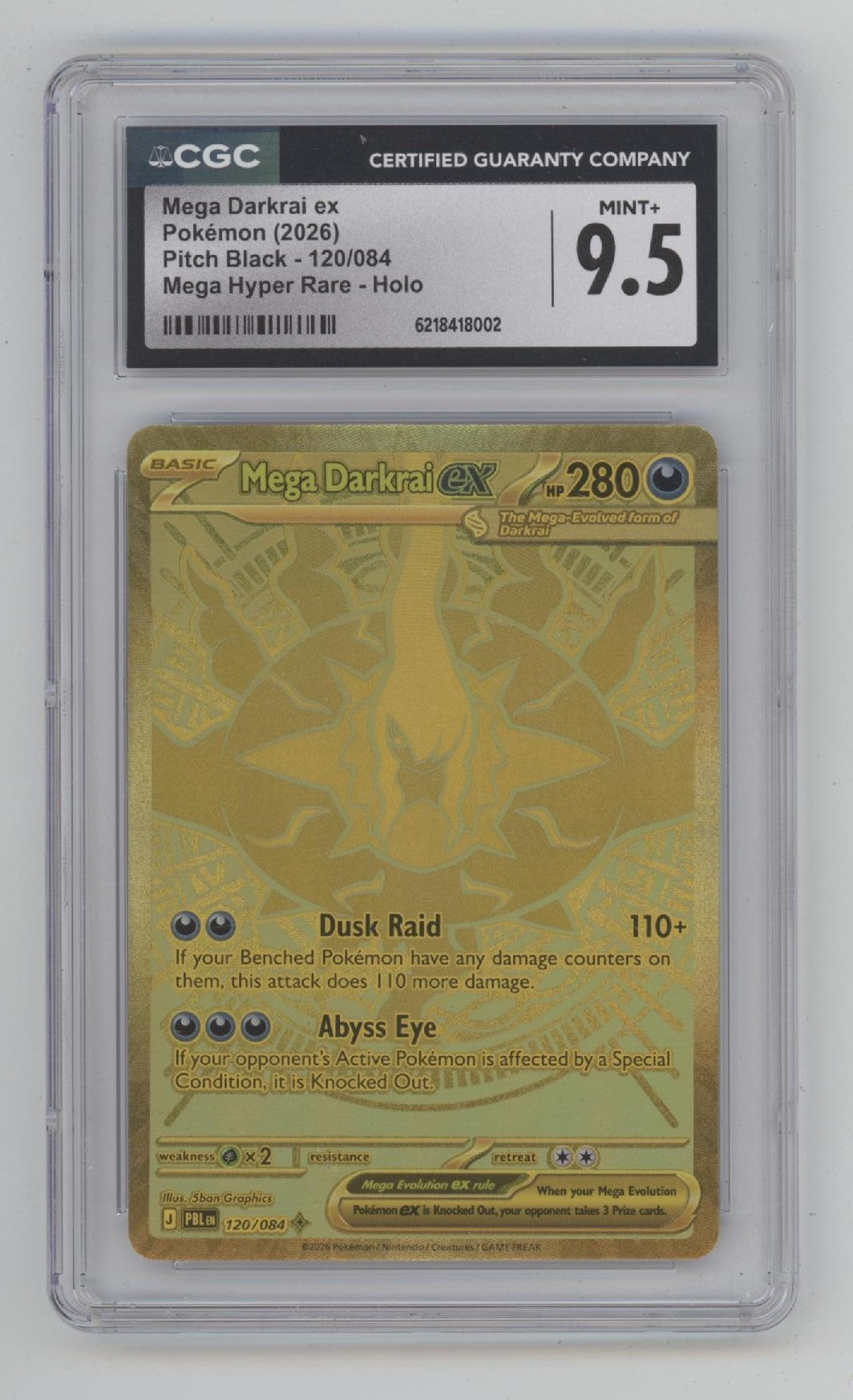 Mega Darkrai ex Pokemon Pitch Black Mega Hyper Rare Holo #120 CGC 9.5