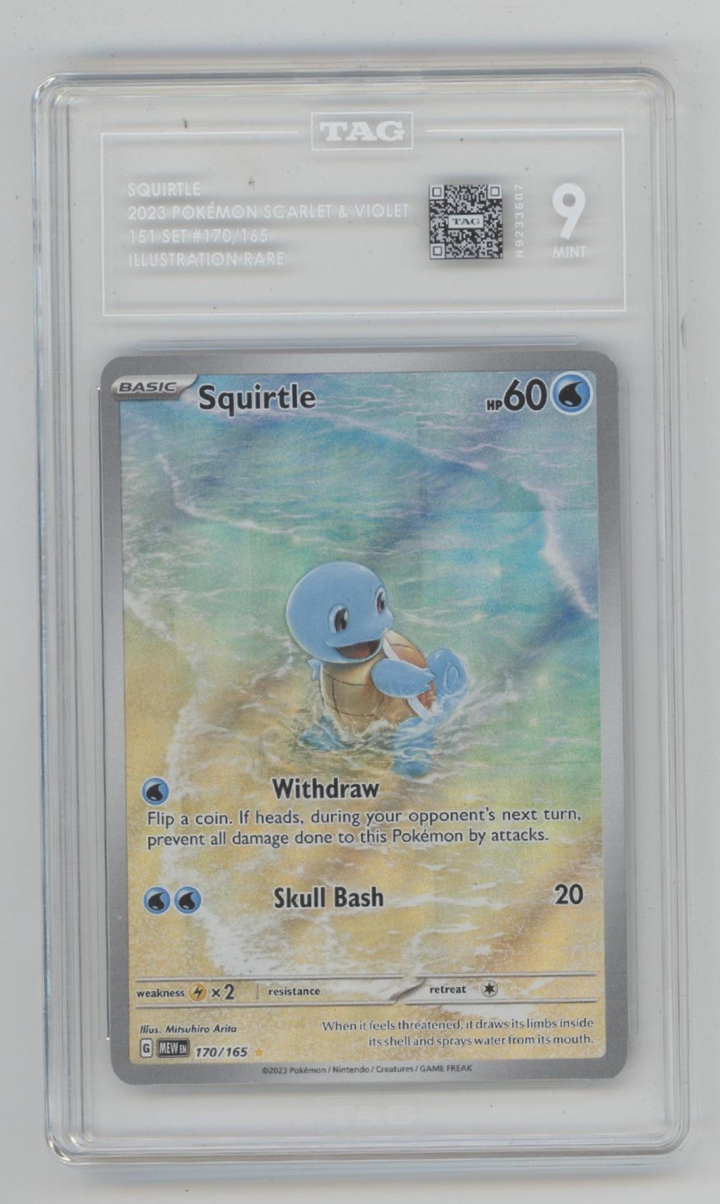Squirtle Pokemon 151 Illustration Rare #170 TAG 9