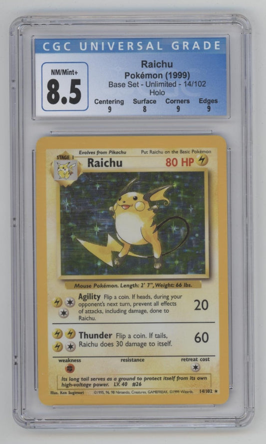 Raichu Pokemon Base Set Holo #14 CGC 8.5