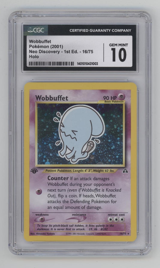 Wobbuffet Pokemon Neo Discovery Holo 1st Edition #16 CGC 10