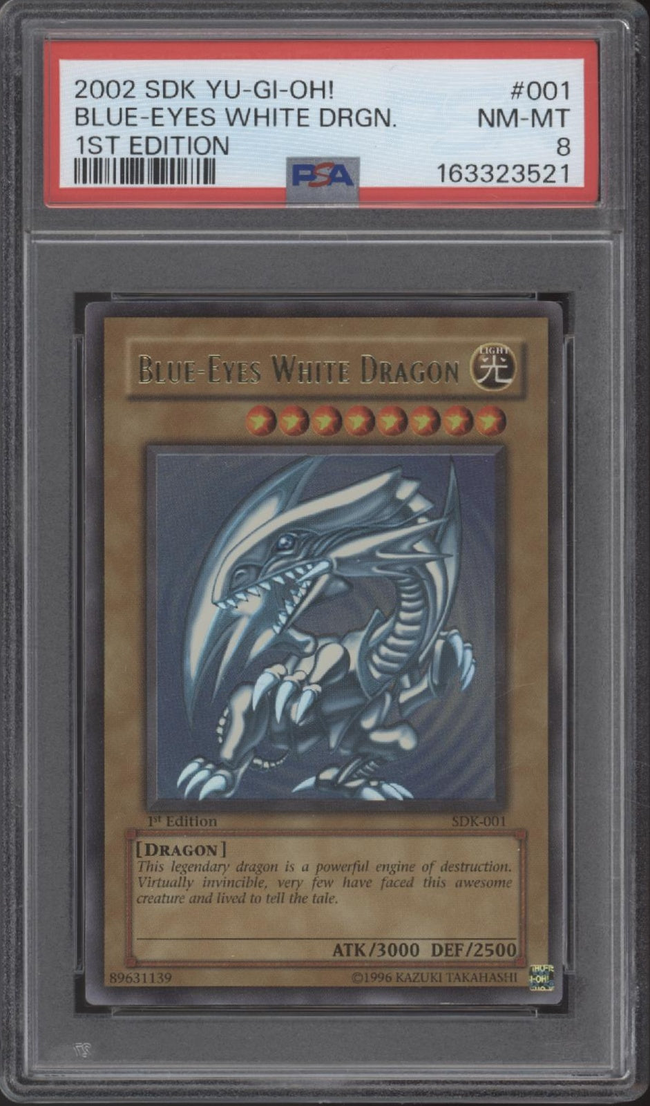 Blue-Eyes White Dragon Yu-Gi-Oh! SDK 1st Edition #001 PSA 8