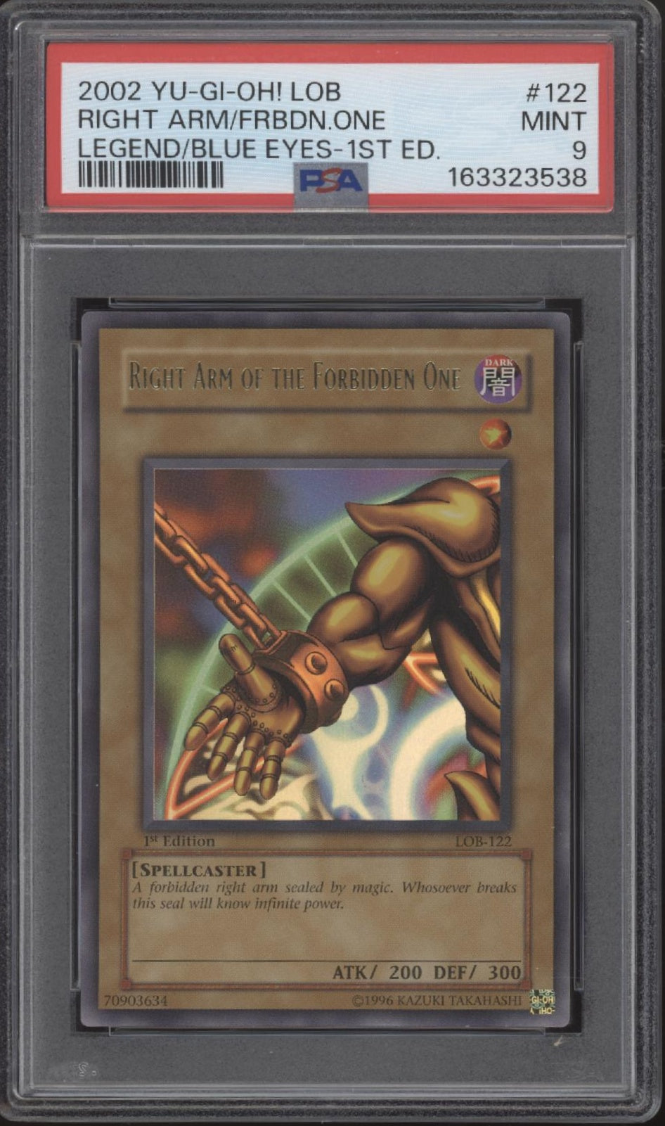 Right Arm of the Forbidden One Yu-Gi-Oh! Glossy LOB 1st Edition #122 PSA 9