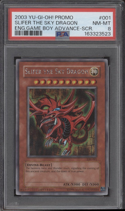 Slifer the Sky Dragon Yu-Gi-Oh! ENG GameBoy Advance Secret Rare #001 PSA 8
