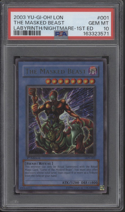 The Masked Beast Yu-Gi-Oh! LON  1st Edition #001 PSA 10