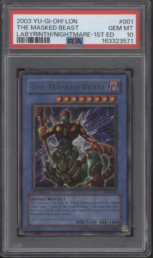 The Masked Beast Yu-Gi-Oh! LON  1st Edition #001 PSA 10