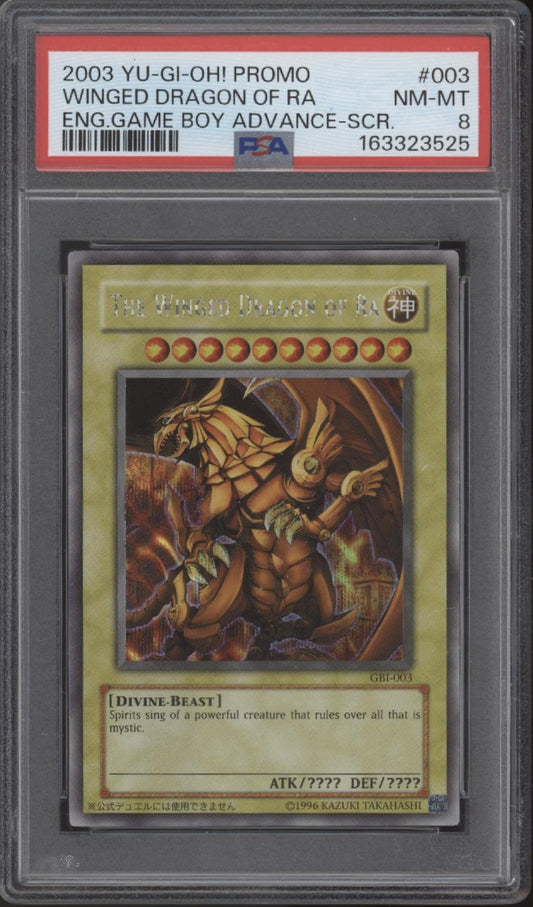 Winged Dragon of Ra Yu-Gi-Oh! ENG GameBoy Advance Secret Rare #003 PSA 8