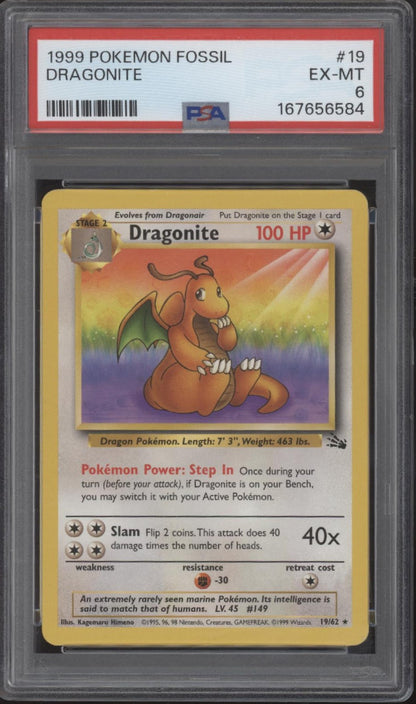 Dragonite Pokemon Fossil #19 PSA 6