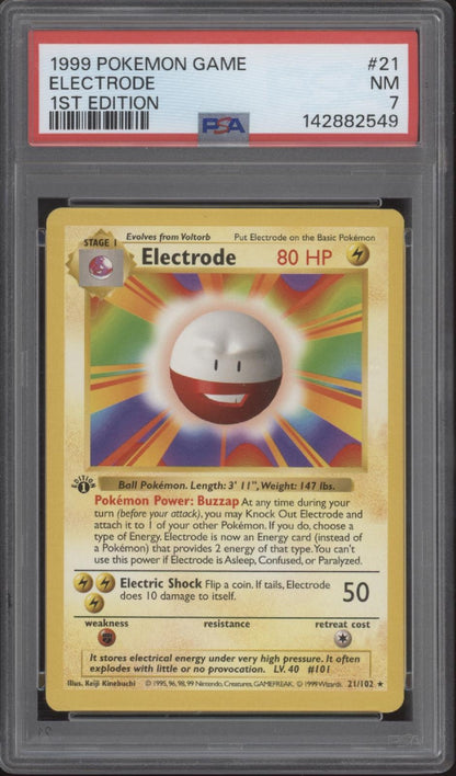 Electrode Pokemon Base Set 1st Edition #21 PSA 7