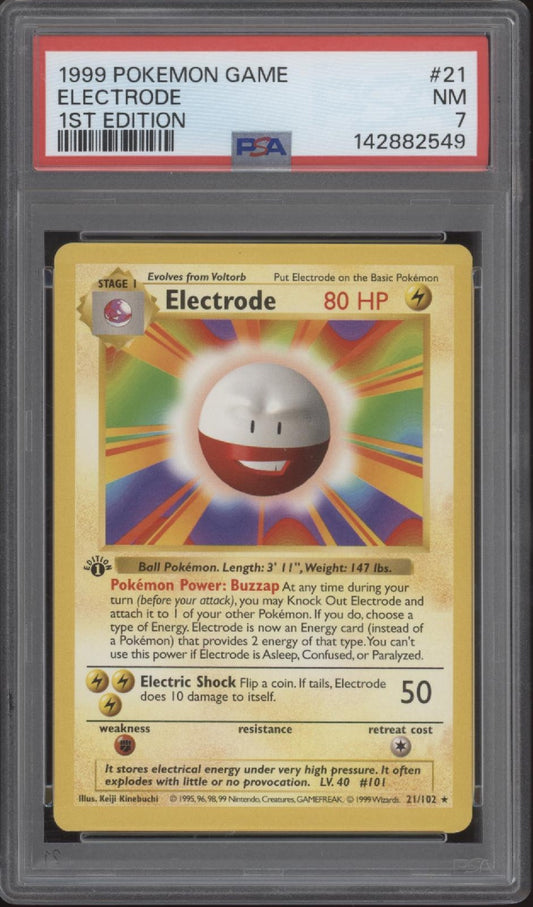 Electrode Pokemon Base Set 1st Edition #21 PSA 7