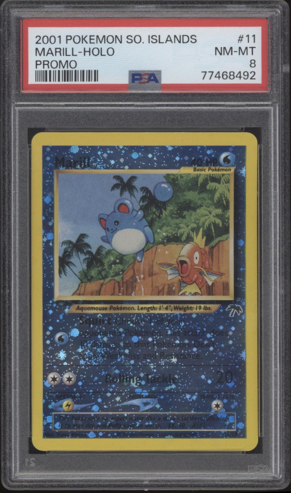 Marill Pokemon Southern Islands Holo Promo #11 PSA 8