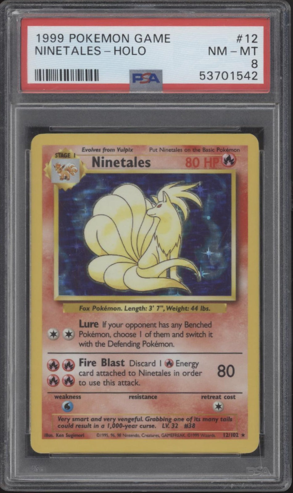 Ninetales Pokemon Base Set Holo #12 PSA 8 #2