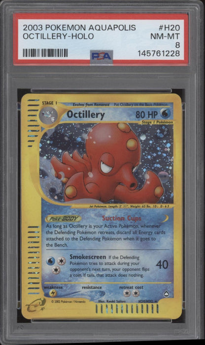 Octillery Pokemon Aquapolis Holo #H20 PSA 8
