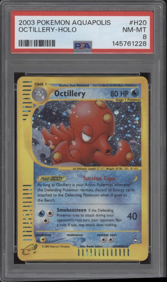 Octillery Pokemon Aquapolis Holo #H20 PSA 8