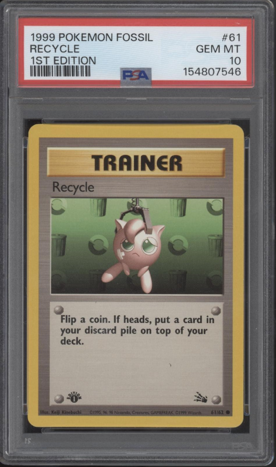 Recycle Pokemon Fossil 1st Edition #61 PSA 10