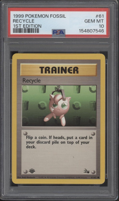 Recycle Pokemon Fossil 1st Edition #61 PSA 10