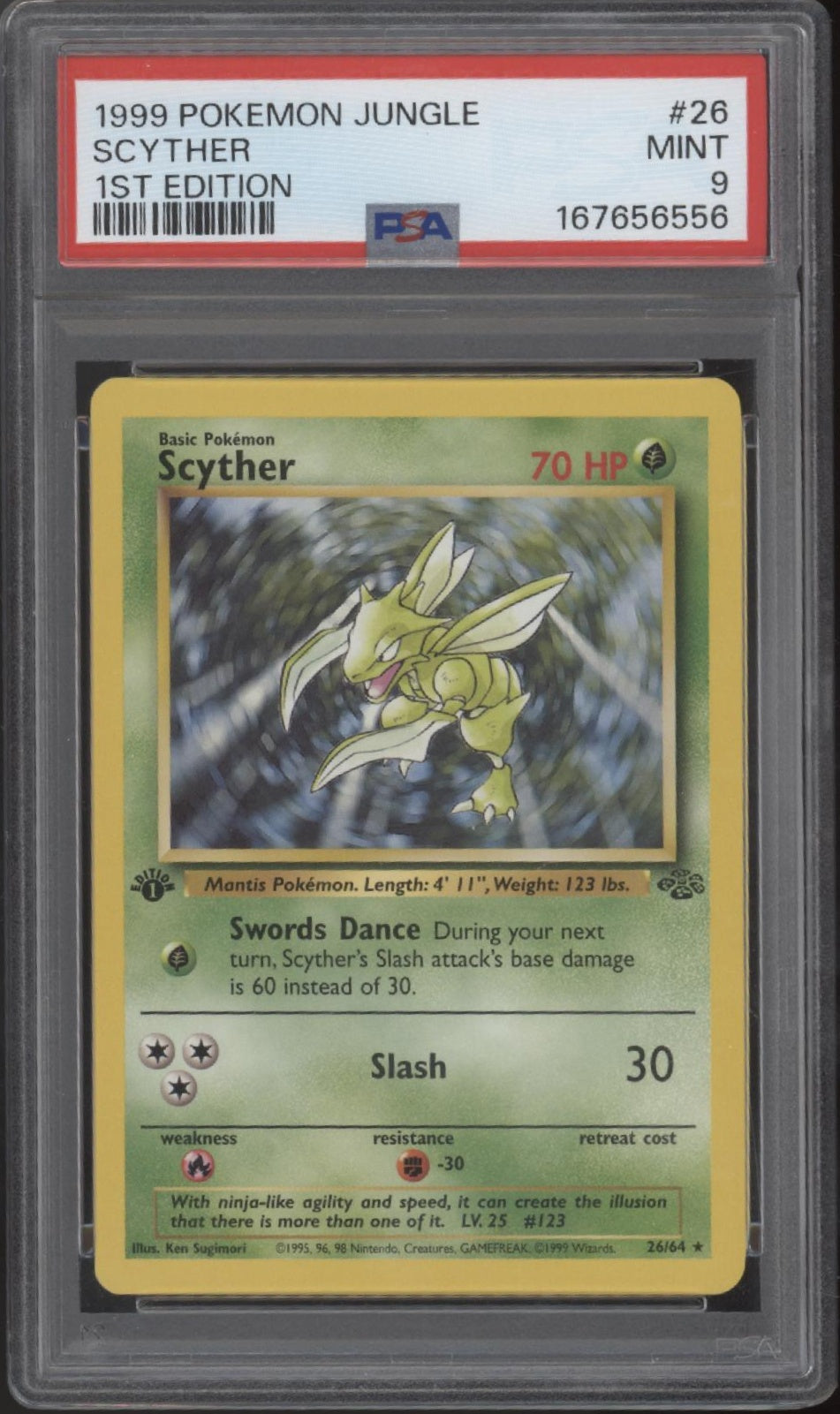 Scyther Pokemon Jungle 1st Edition #26 PSA 9
