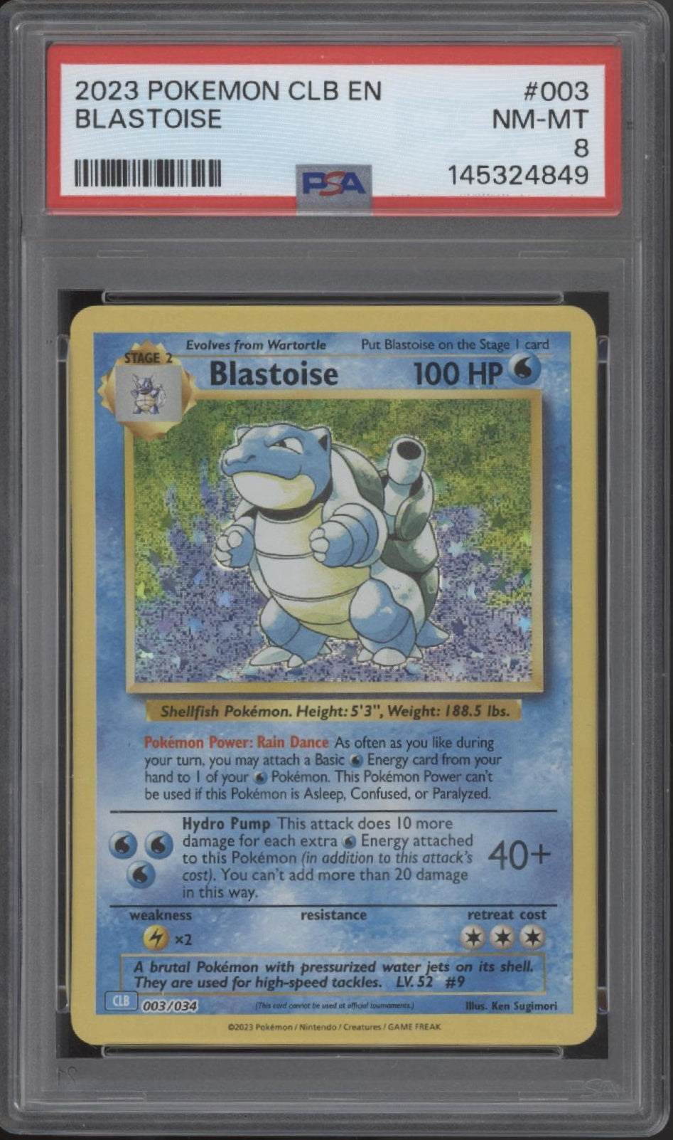 Blastoise Pokemon Blastoise Suicune ex Deck #003 PSA 8