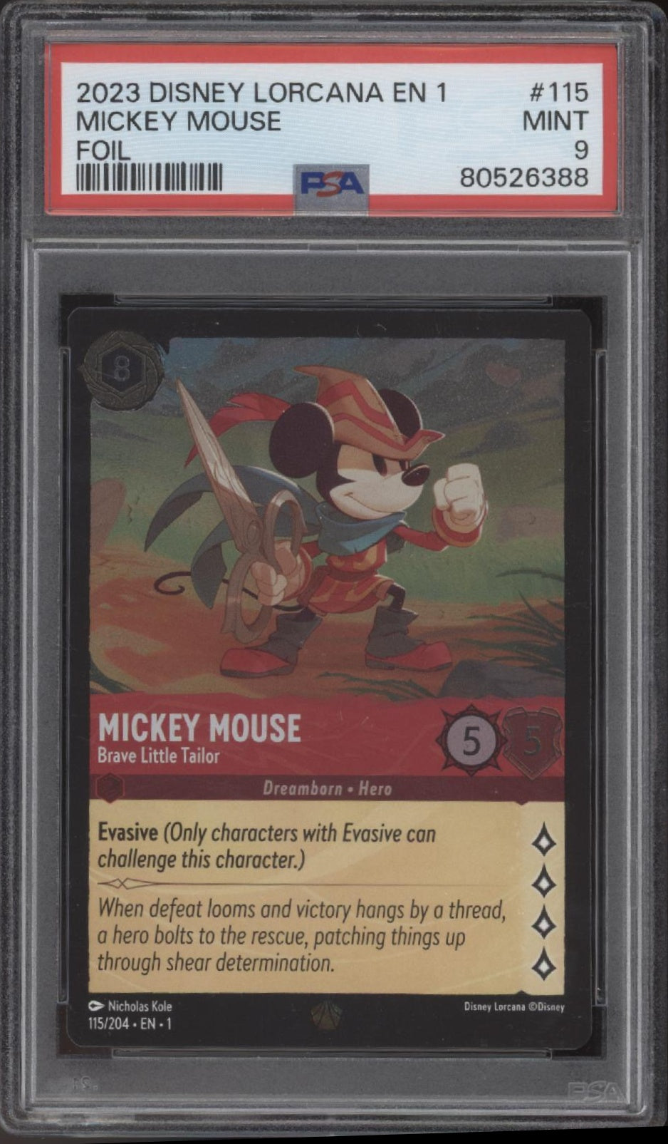 Mickey Mouse Disney Lorcana The First Chapter Foil #115 PSA 9