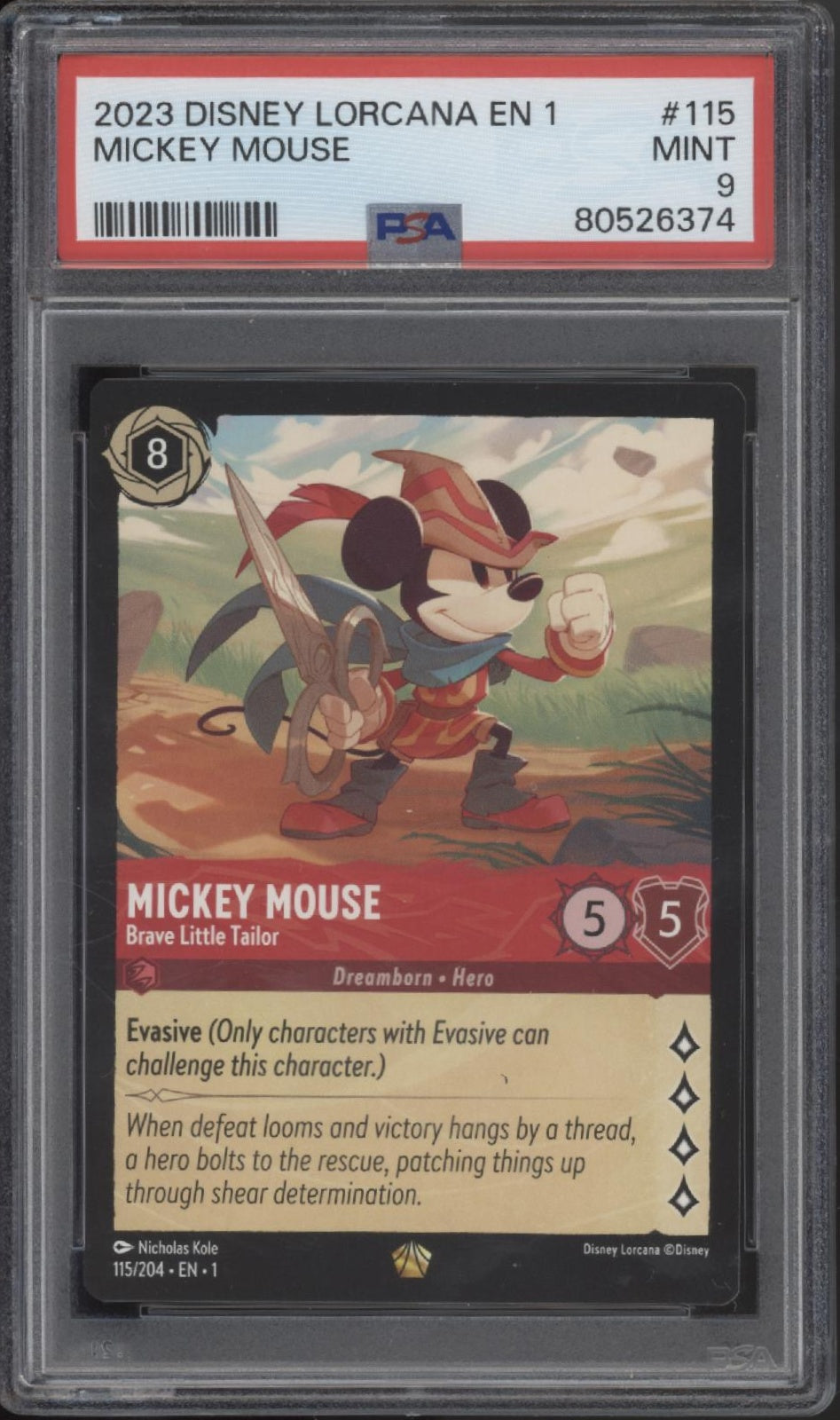 Mickey Mouse Disney Lorcana The First Chapter #115 PSA 9