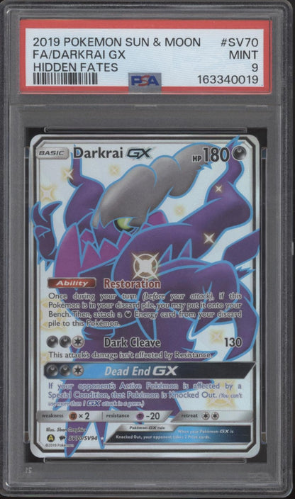 Darkrai GX Pokemon Hidden Fates Full Art #SV70 PSA 9 #3