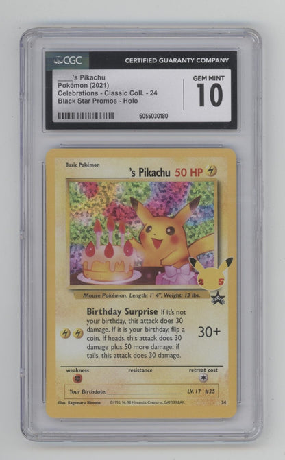 Birthday Pikachu Pokemon Celebrations Classic Collection Holo #24 CGC 10