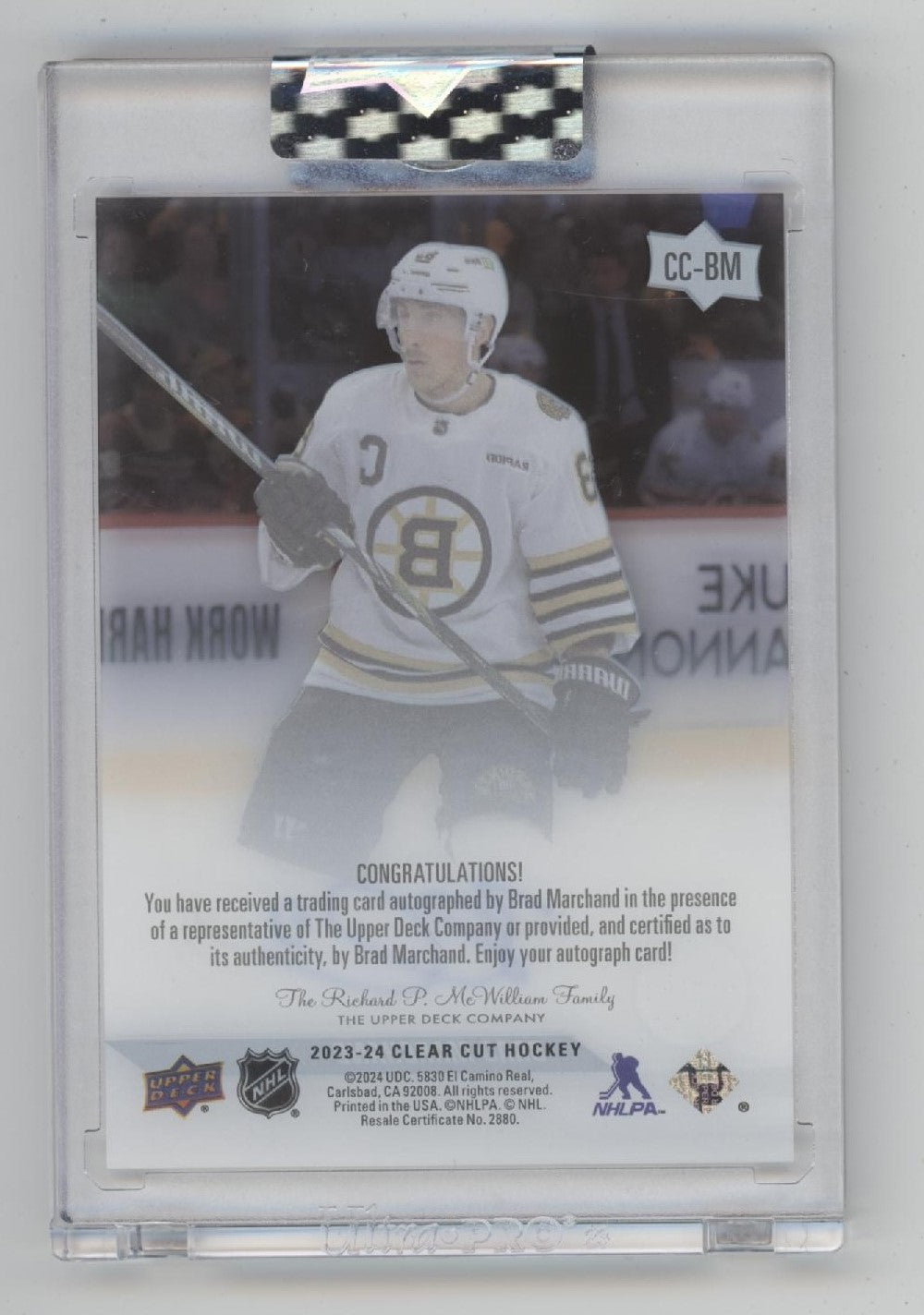 Brad Marchand 2023-24 Upper Deck Clear Cut Auto #CC-BM
