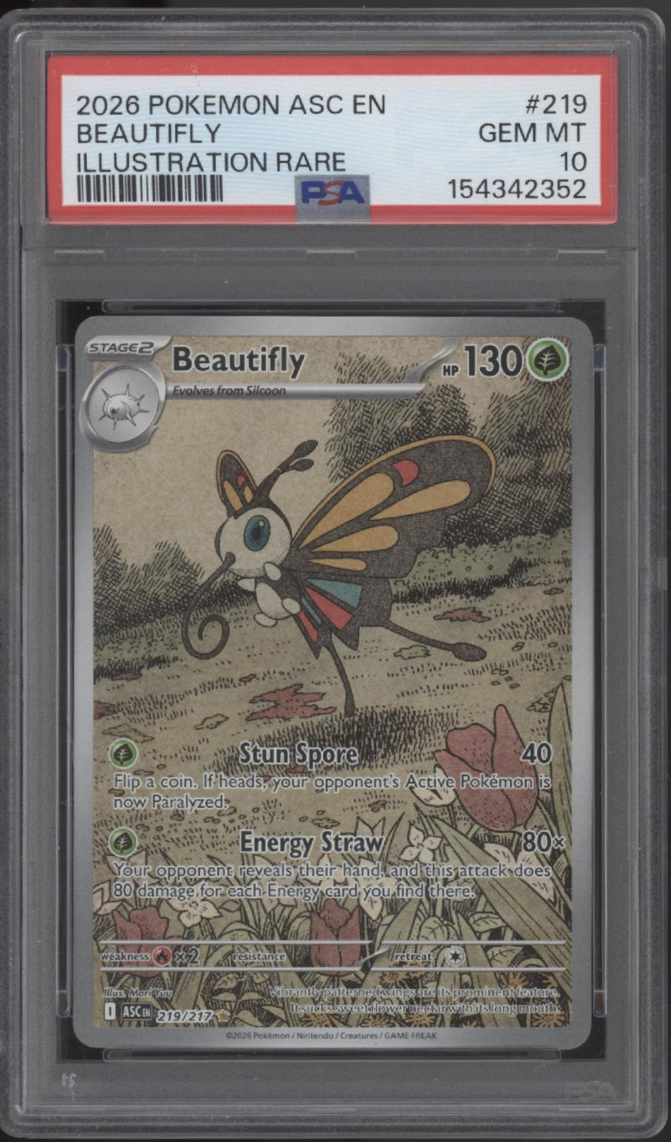 Beautifly Pokemon Ascended Heroes Illustration Rare #219 PSA 10