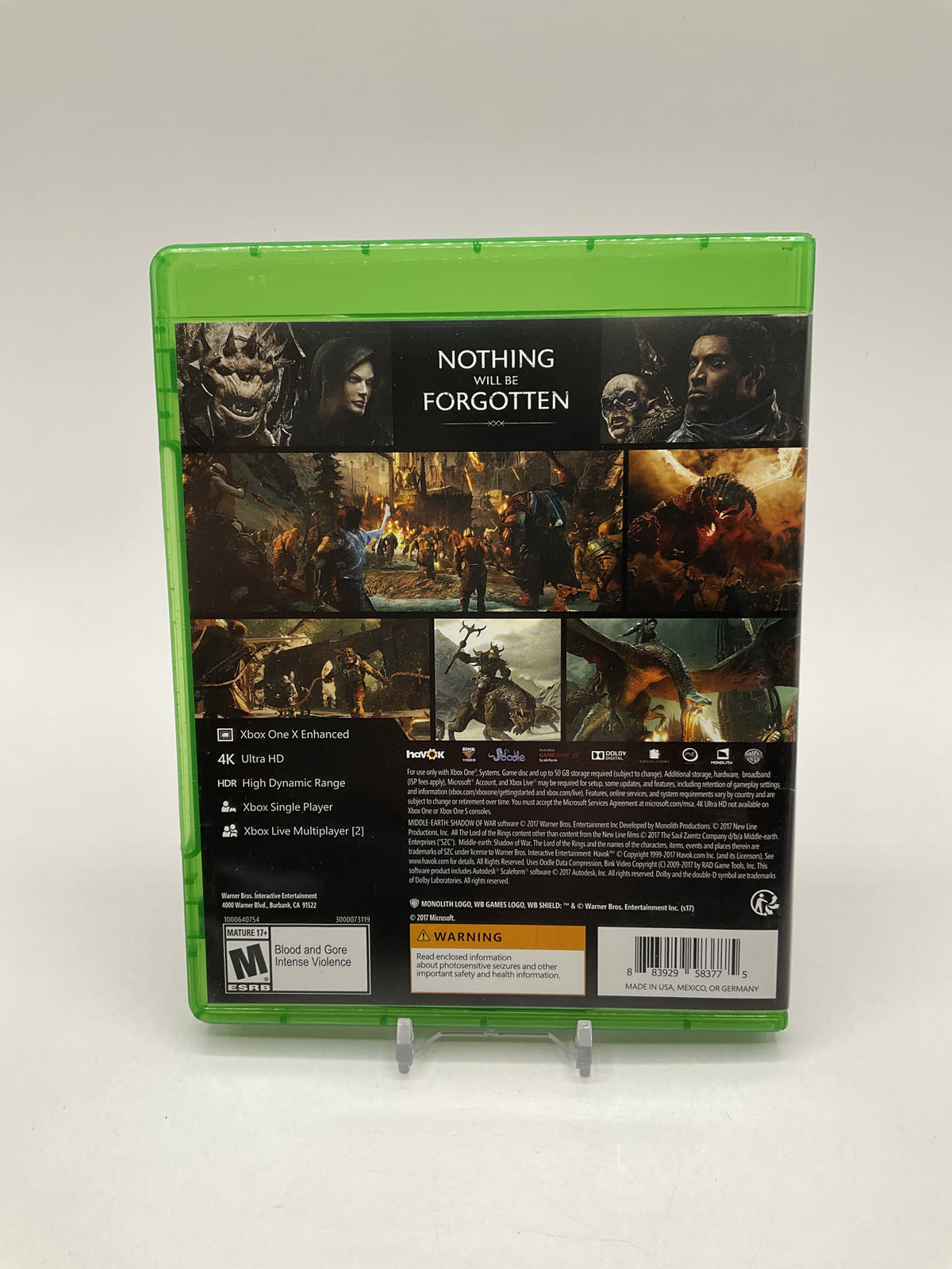 Middle Earth: Shadow of War Xbox One Used