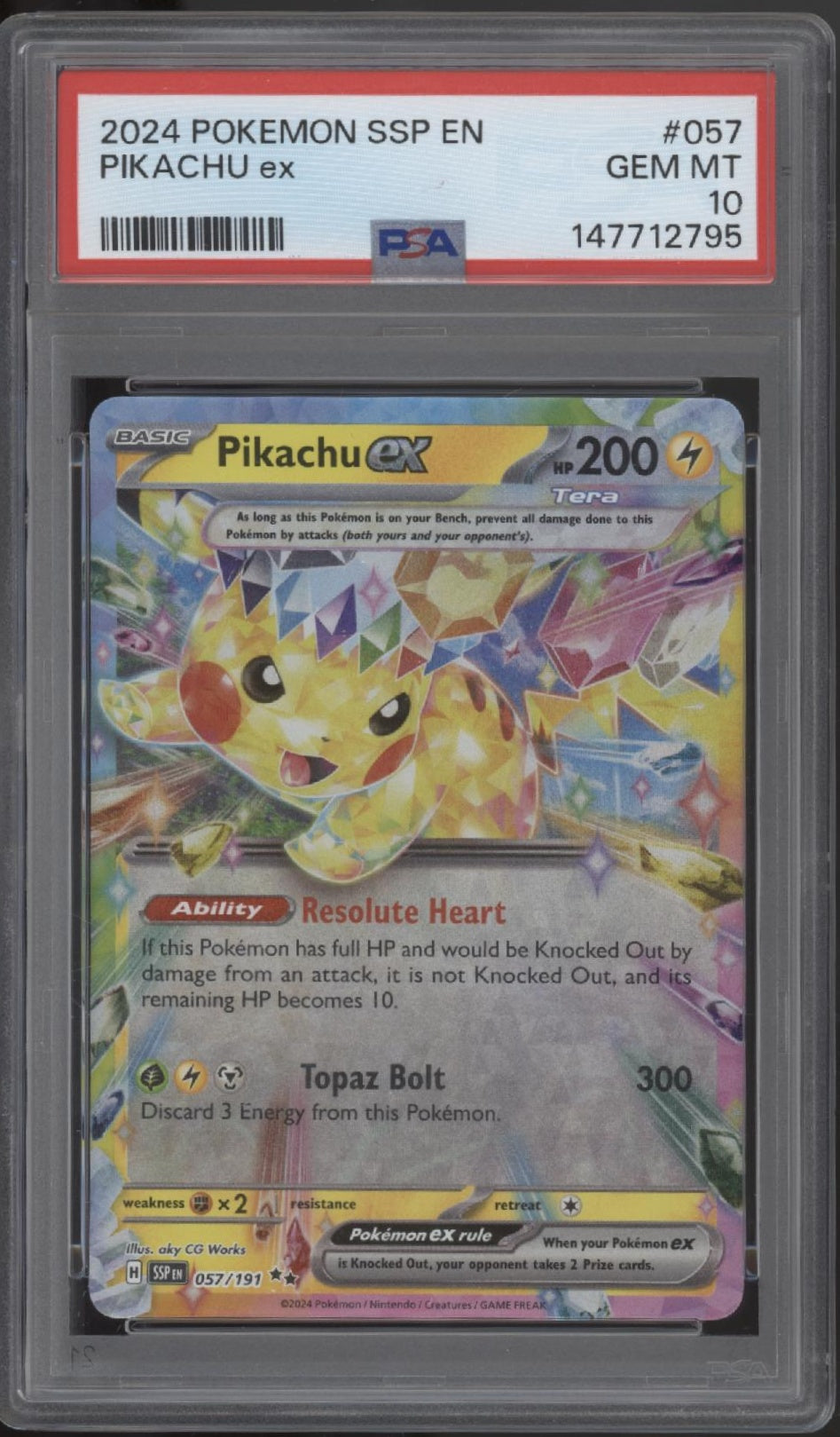 Pikachu ex Pokemon Surging Sparks #057 PSA 10