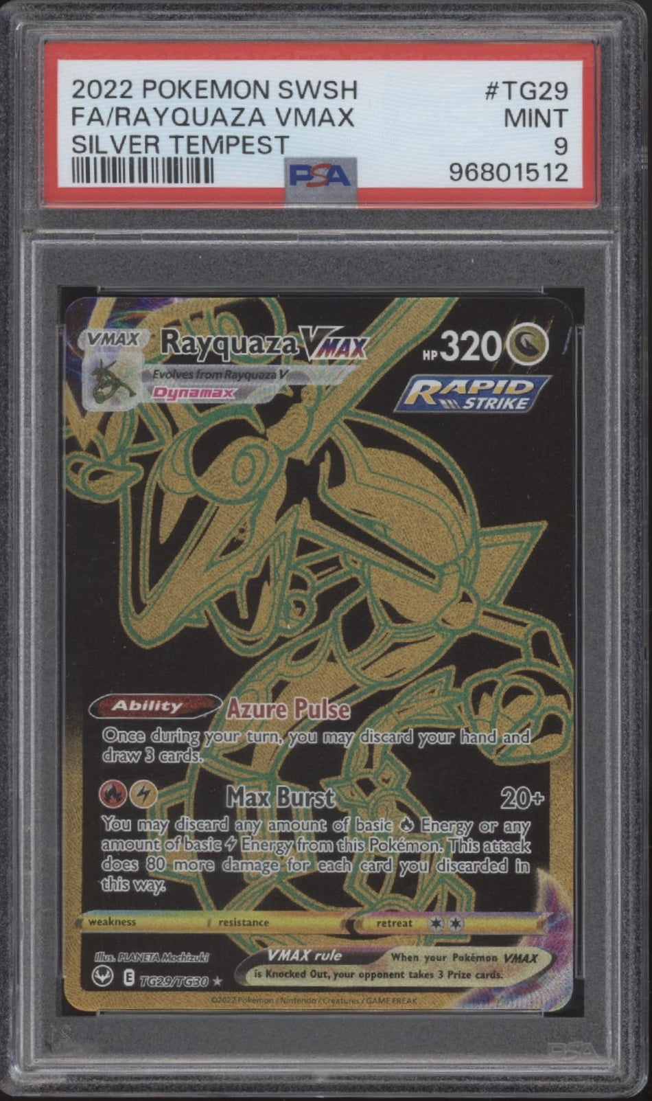 Rayquaza VMAX Pokemon Silver Tempest Full Art #TG29 PSA 9