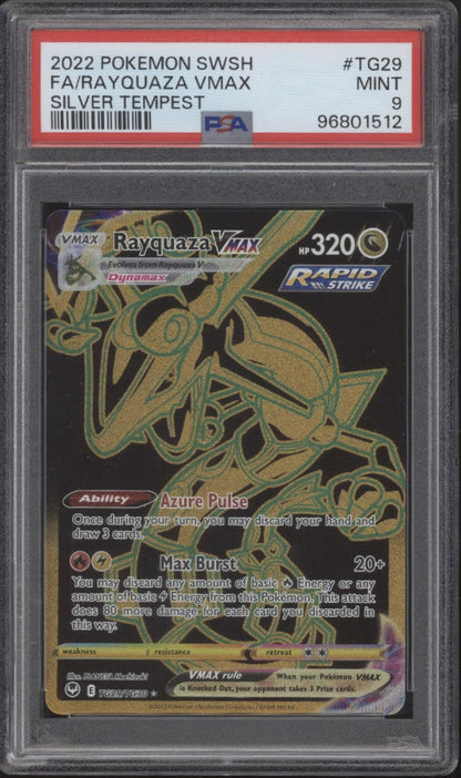 Rayquaza VMAX Pokemon Silver Tempest Full Art #TG29 PSA 9