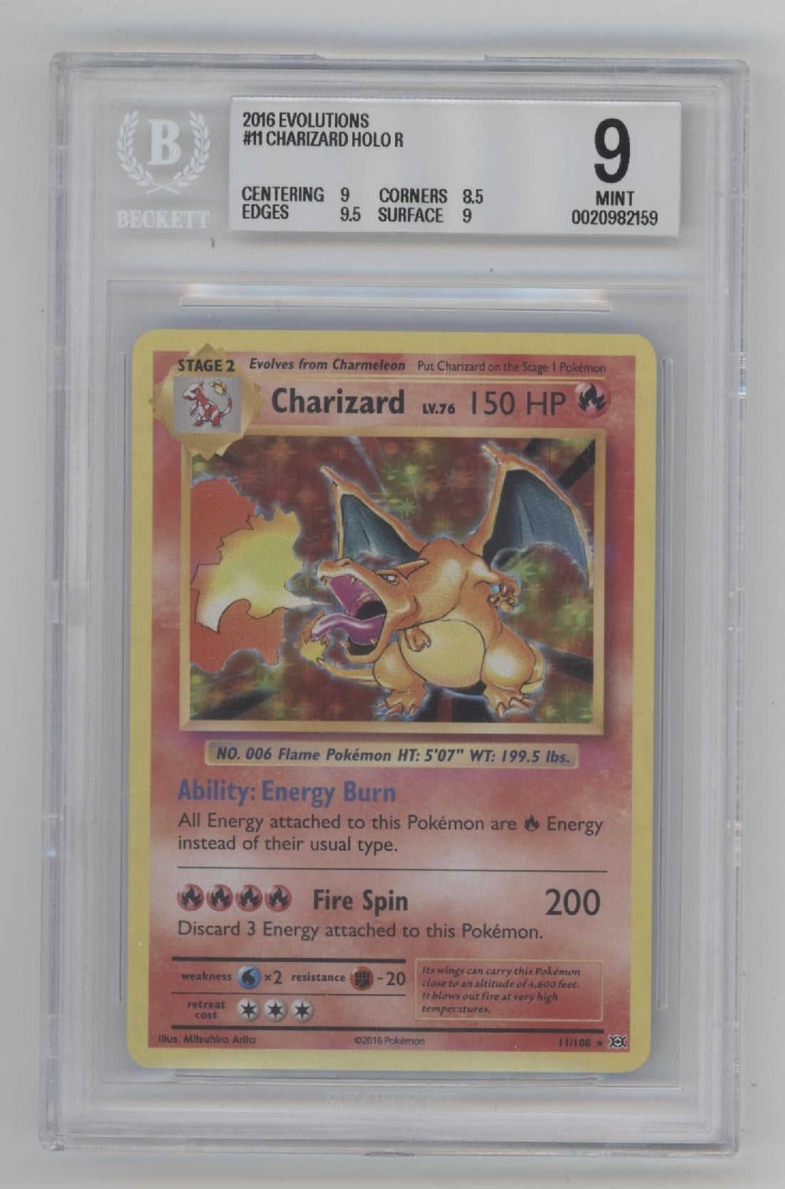 Charizard Pokemon Evolutions Holo #11 Beckett 9