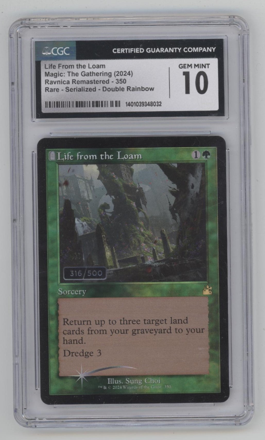 Life From the Loam MTG Ravnica Remastered Serialized Double Rainbow CGC 10