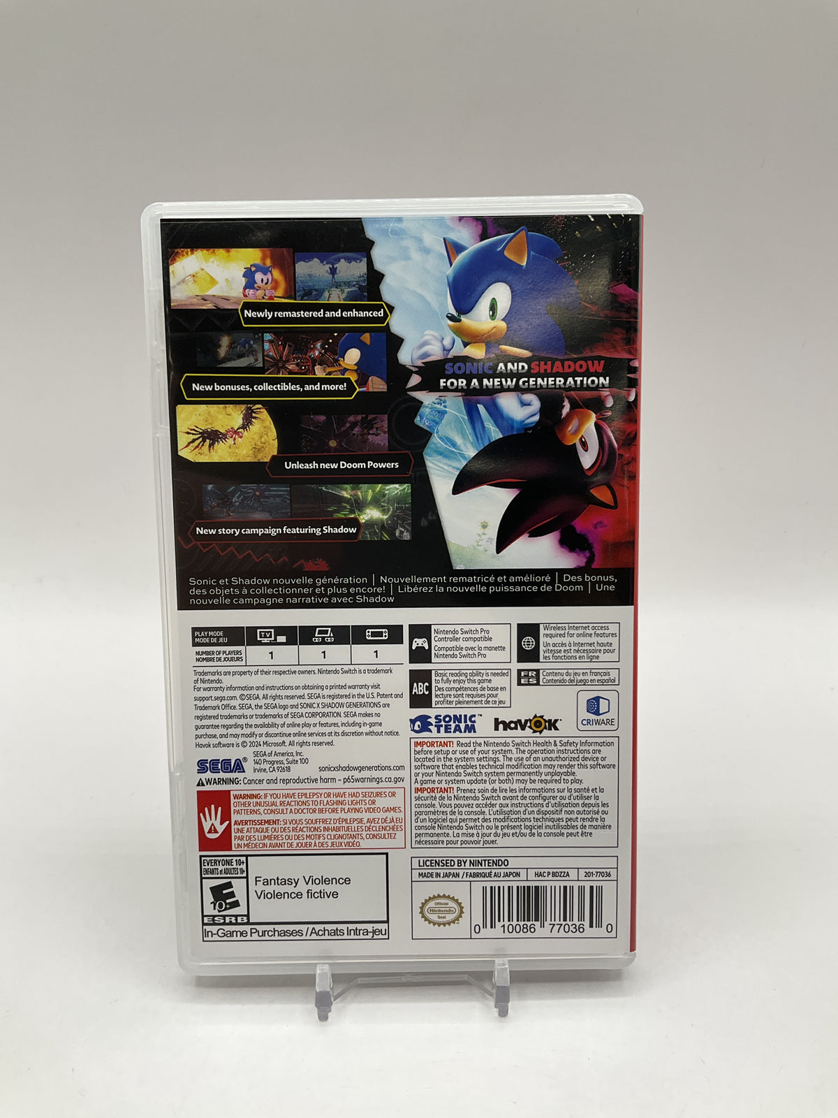 Sonic x Shadow: Generations Nintendo Switch Used