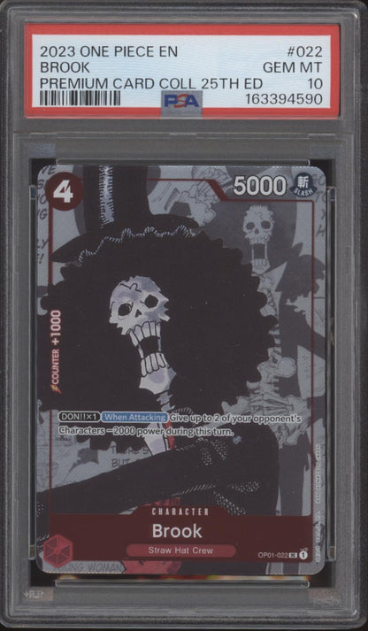 Brook One Piece Card Game Premium Card Collection 25th Edition #022 PSA 10