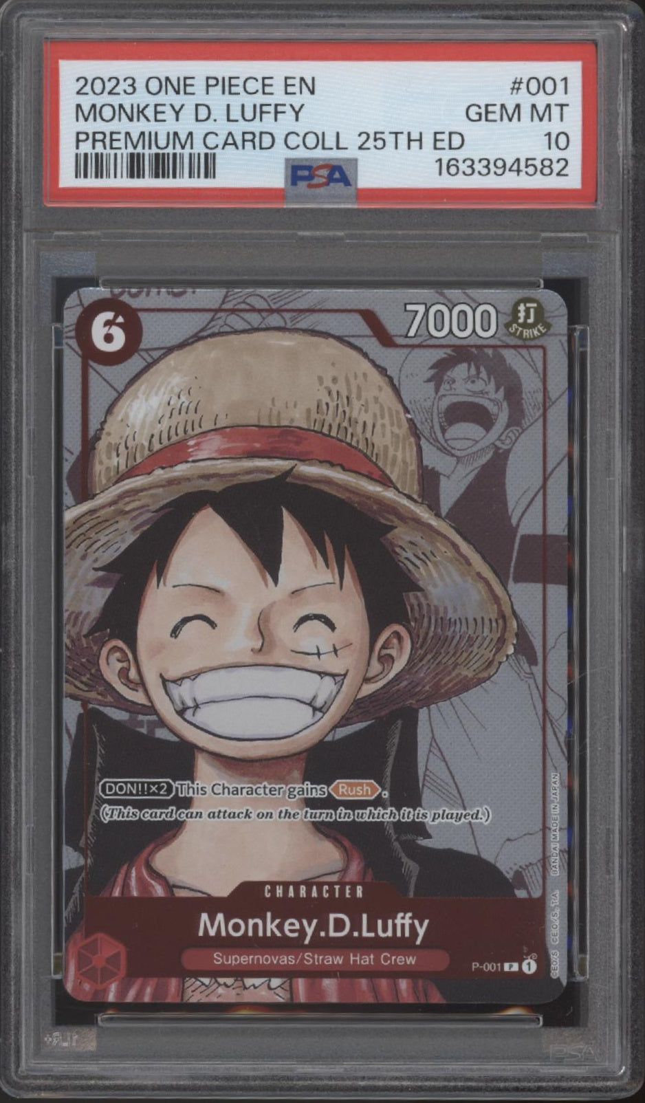 Monkey D Luffy One Piece Card Game Premium Card Collection 25th Edition PSA 10