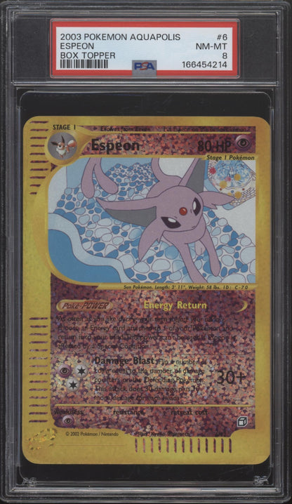 Espeon Pokemon Aquapolis Oversized Box Topper #6 PSA 8
