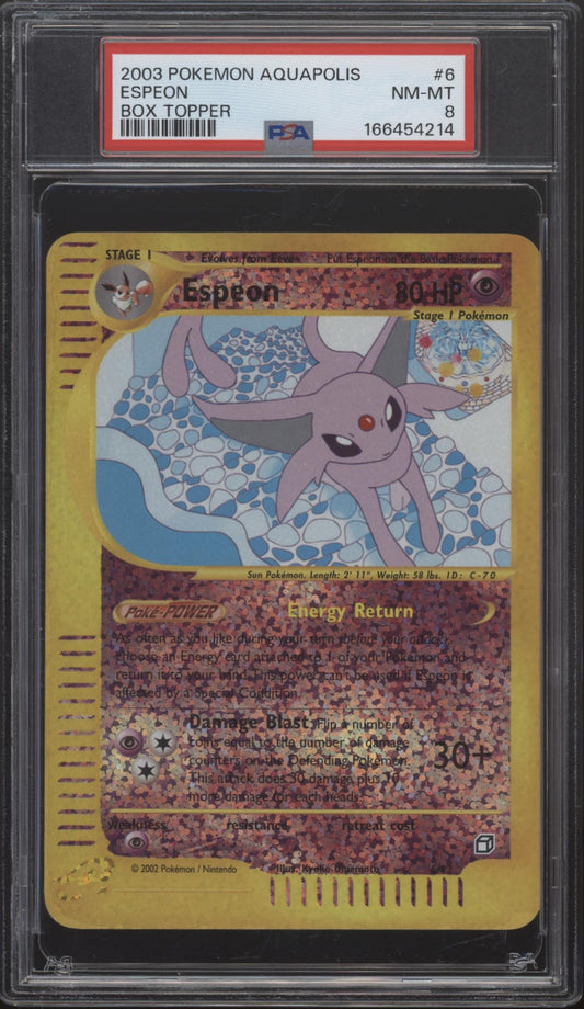 Espeon Pokemon Aquapolis Oversized Box Topper #6 PSA 8